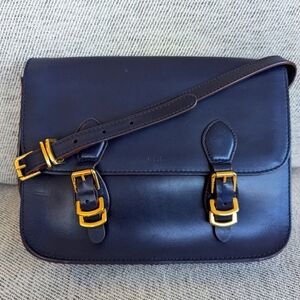 Ralph Lauren Navy Leather Crossbody Satchel
